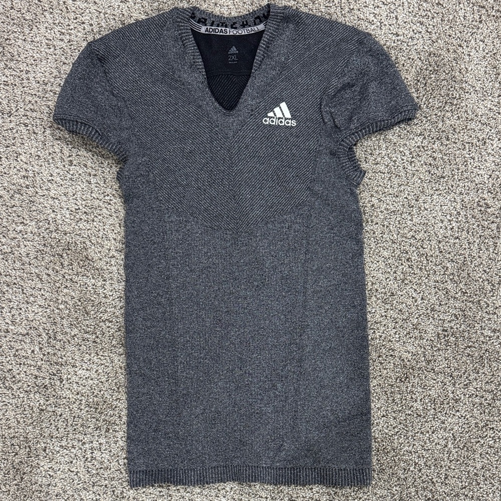 Adidas football V-Neck Short Sleeve Knit Dress — Charcoal Gray
